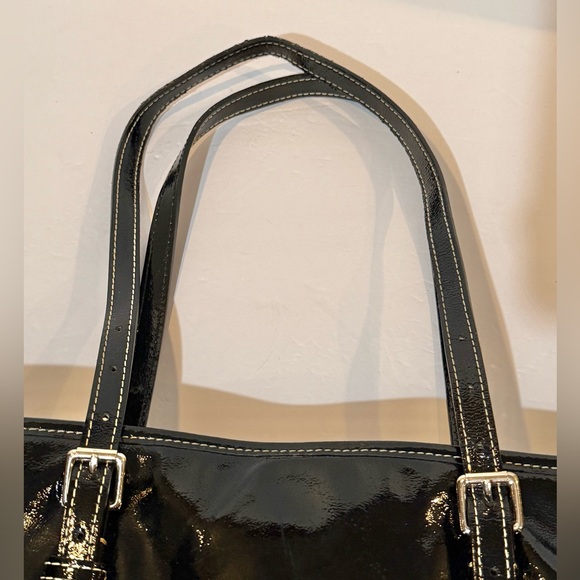 Dooney and Bourke Black Patent Leather Travel Tote Bag Used Good Condition - Picture 16 of 16